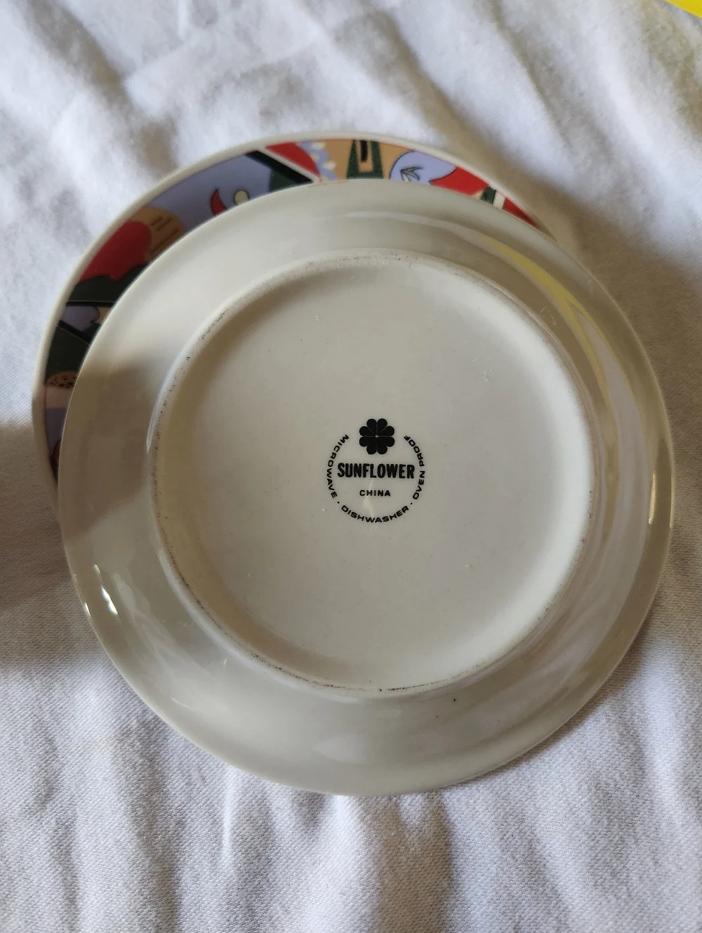 Vintage SUNFLOWER Abstract Espresso Cups Saucer Geometric Sun Print Celestial